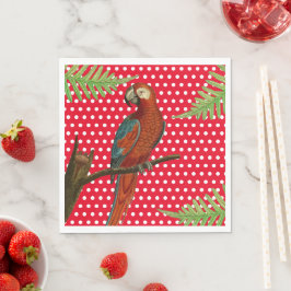 Red Polka Dot, Parrot en Fern Paper Napkins Servet