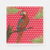 Red Polka Dot, Parrot en Fern Paper Napkins Servet (Voorkant)