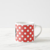 Red Polka Dot Pattern Black Monogram Espresso Kop (Rechts)