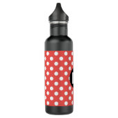 Red Polka Dot Pattern Black Monogram Waterfles (Links)