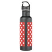 Red Polka Dot Pattern Black Monogram Waterfles (Achterkant)