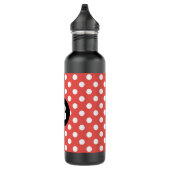 Red Polka Dot Pattern Black Monogram Waterfles (Rechts)