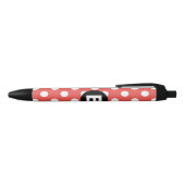 Red Polka Dot Pattern Black Monogram Zwarte Inkt Pen (Bovenkant)