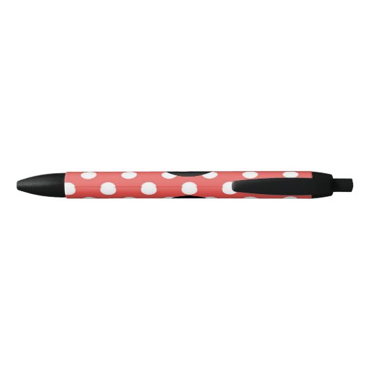 Red Polka Dot Pattern Black Monogram Zwarte Inkt Pen (Achterkant)
