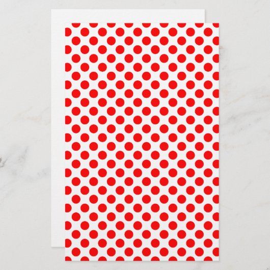 Red Polka Dot Pattern Briefpapier (Voorkant / Achterkant)