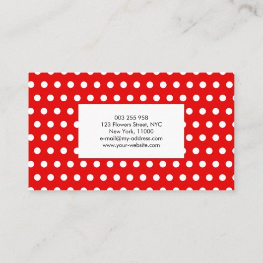 Red Polka Dot Pattern Fun Custom Personated Visitekaartje (Achterkant)