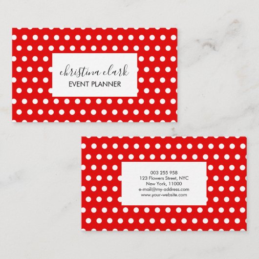 Red Polka Dot Pattern Fun Custom Personated Visitekaartje (Voorkant / Achterkant)