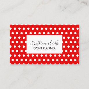 Red Polka Dot Pattern Fun Custom Personated Visitekaartje