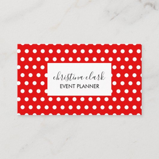 Red Polka Dot Pattern Fun Custom Personated Visitekaartje (Voorkant)