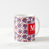 Red Polka Dot Pattern | Jouw naam toevoegen Koffiemok (Voorkant rechts)