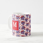 Red Polka Dot Pattern | Jouw naam toevoegen Koffiemok (Voorkant links)