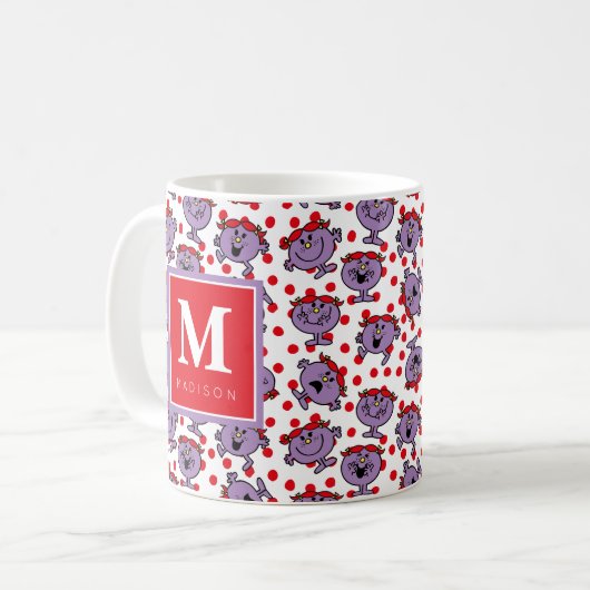 Red Polka Dot Pattern | Jouw naam toevoegen Koffiemok (Voorkant links)