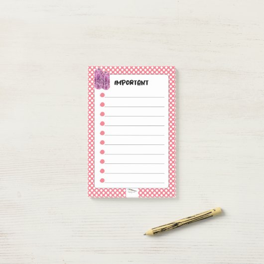 Red Polka Dot Red Wine Diamond BELANGRIJK Post-it® Notes (Op bureau)