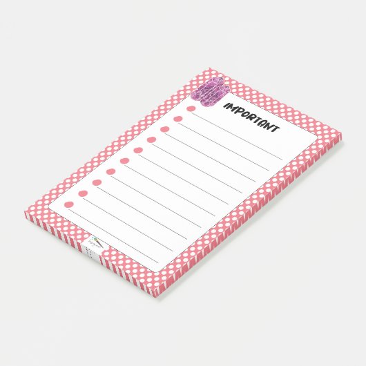 Red Polka Dot Red Wine Diamond BELANGRIJK Post-it® Notes (Schuin)