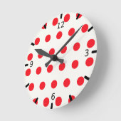 Red Polka Dot Retro Design Ronde Klok (Hoek)