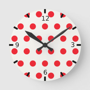 Red Polka Dot Retro Design Ronde Klok
