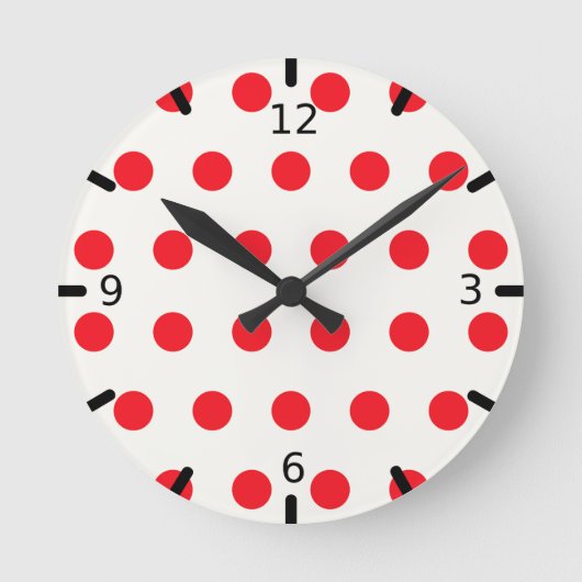 Red Polka Dot Retro Design Ronde Klok (Voorkant)