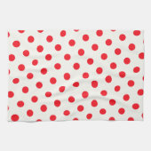 Red Polka Dot Retro Design Theedoek (Horizontaal)