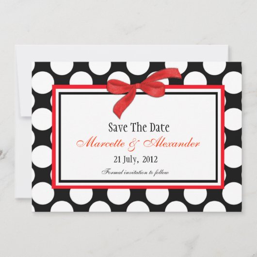 Red Polka Dot Save the Date (Voorkant)