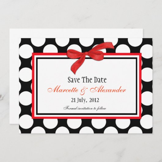 Red Polka Dot Save the Date (Voorkant / Achterkant)