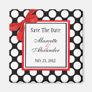 Red Polka Dot Wedding Save the Date Magneet
