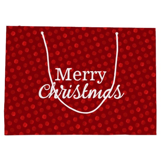 Red Polka Dots Abstract Modern Elegant Kerstmis Groot Cadeauzakje (Achterkant)