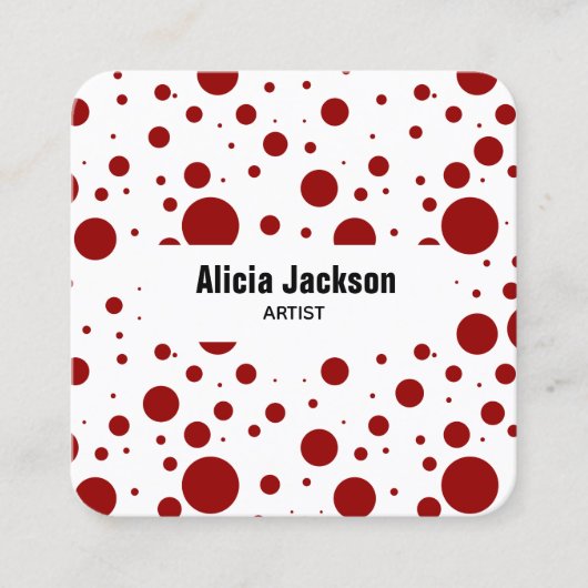 Red Polka Dots Abstract Pattern Vierkante Visitekaartje (Voorkant)