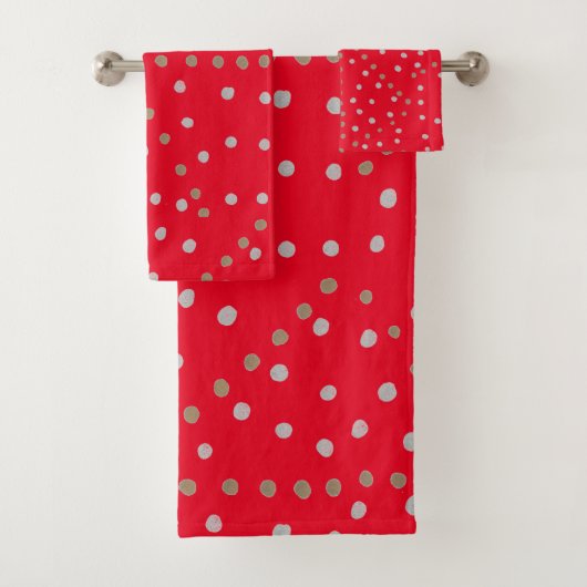 Red Polka Dots Bad Handdoek (Insitu)