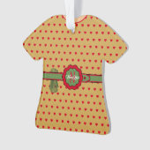 Red Polka Dots Beloofd Golden Figurine Kerstmis Ornament (voorkant)