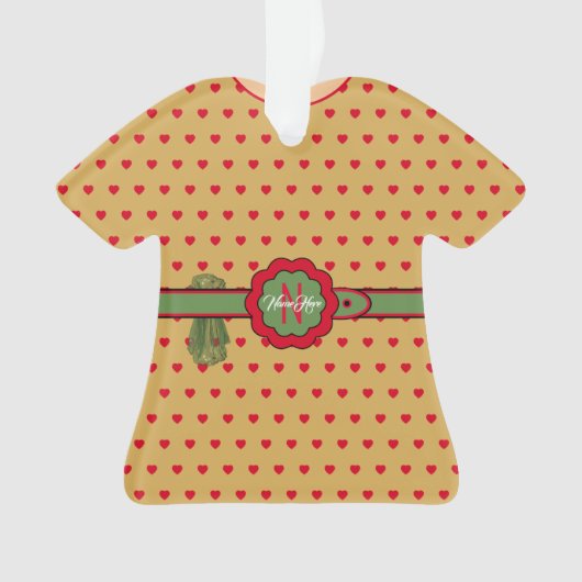 Red Polka Dots Beloofd Golden Figurine Kerstmis Ornament (voorkant)