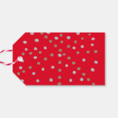 Red Polka Dots Cadeaulabel (Achterkant Horizontaal)