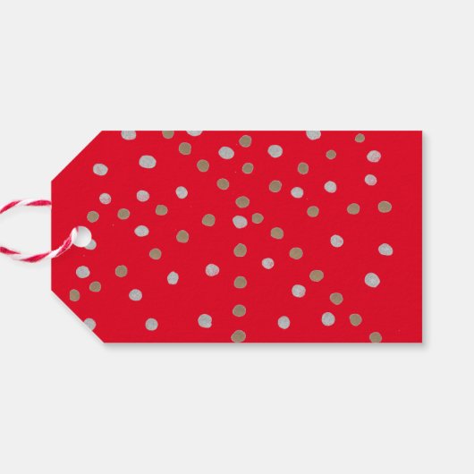 Red Polka Dots Cadeaulabel (Achterkant Horizontaal)