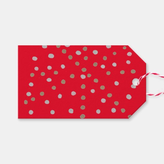 Red Polka Dots Cadeaulabel (Voorkant (Horizontaal))