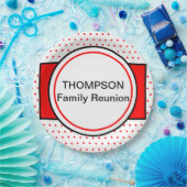 Red Polka Dots Family Reunion Papieren Bordje (Feest)