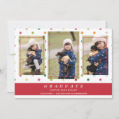 Red Polka Dots Funny Afstuderen 3 foto's Collage Kaart (Voorkant)