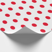 Red Polka Dots Geometric Pattern White Cadeaupapier (Hoek)