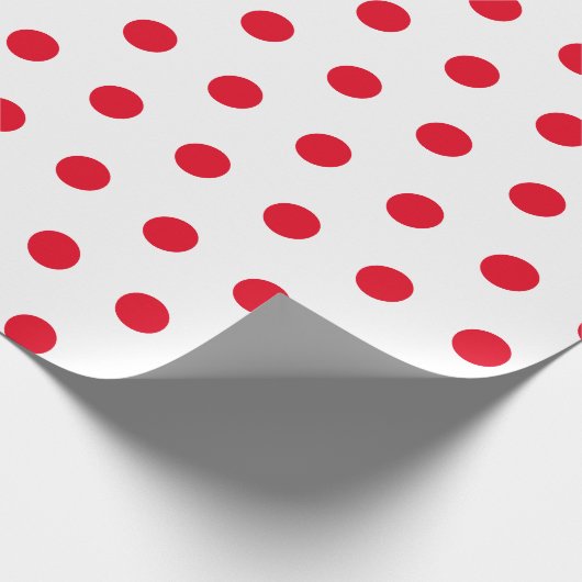 Red Polka Dots Geometric Pattern White Cadeaupapier (Hoek)