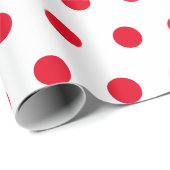Red Polka Dots Geometric Pattern White Cadeaupapier (Rol Hoek)