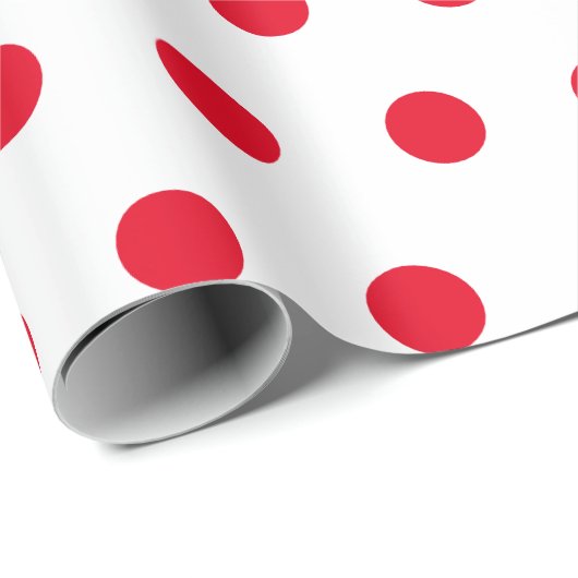 Red Polka Dots Geometric Pattern White Cadeaupapier (Rol Hoek)