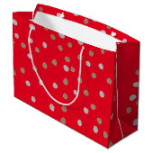 Red Polka Dots Groot Cadeauzakje (Achterkant Gekanteld)