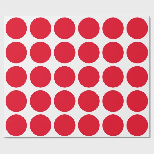 Red Polka Dots Large Geometric Pattern White Cadeaupapier (Vlak)