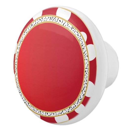 Red Polka Dots Leopard Pattern Keramische Knop (Rechts)