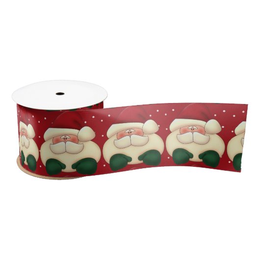Red Polka Dots met Cartoon Santa Satijnen Lint (Spoel)