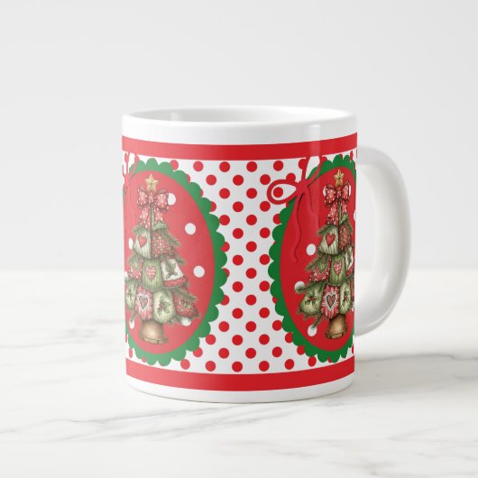 Red Polka Dots Mug Grote Koffiekop (Voorkant rechts)