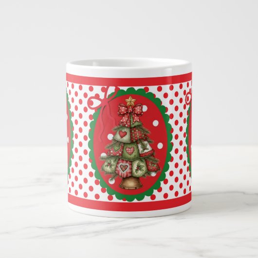 Red Polka Dots Mug Grote Koffiekop (Voorkant)