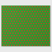 Red Polka Dots on Green Background kerstcadeau Cadeaupapier (Vlak)