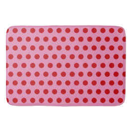 Red Polka Dots on Pink Badmat