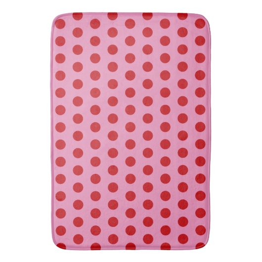 Red Polka Dots on Pink Badmat (Voorkant Verticaal)