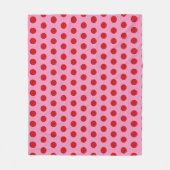 Red Polka Dots on Pink Fleece Deken (Voorkant)