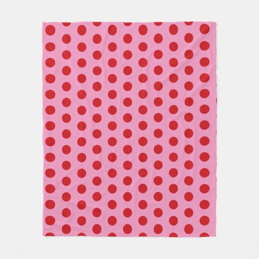 Red Polka Dots on Pink Fleece Deken (Voorkant)